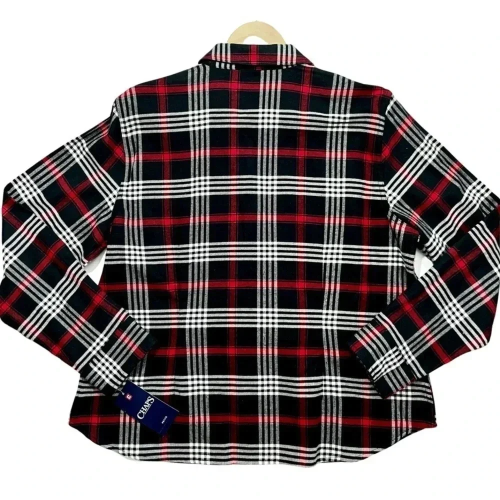 NWT Chaps Ralph Lauren Flannel Plaid Zip Up Jacket
